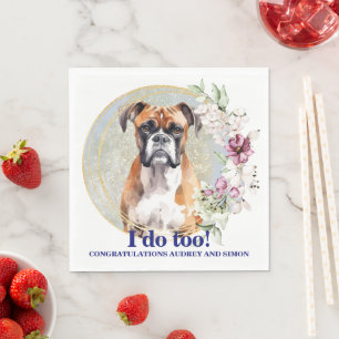 Boxer Wedding Napkins With Dogs Photo