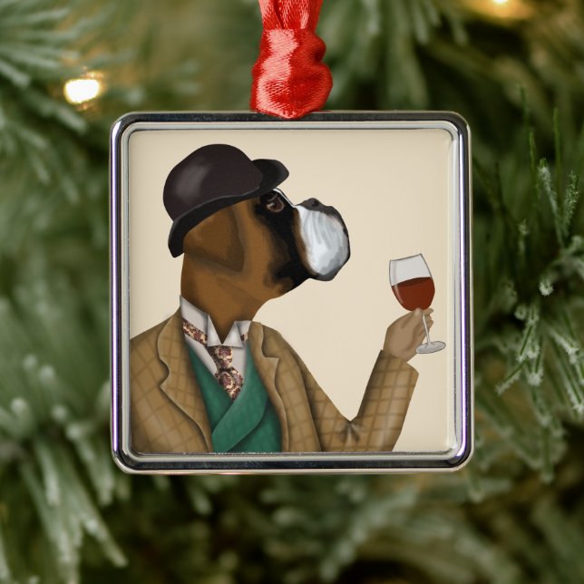 Boxer Wine Snob Metal Tree Decoration (Tree)