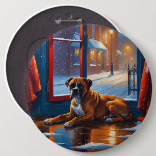 Boxer with Christmas Lights Holiday 6 Cm Round Badge