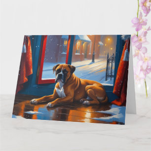 Boxer with Christmas Lights Holiday Card