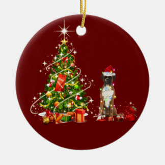 Boxer With Hat Scaft Christmas Ceramic Tree Decoration