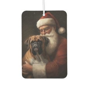 Boxer With Santa Claus Festive Christmas Car Air Freshener