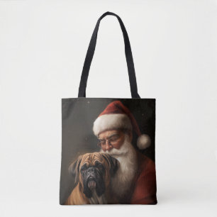 Boxer With Santa Claus Festive Christmas Tote Bag