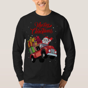 Boxer With Santa Claus In Red Truck Dog T-Shirt