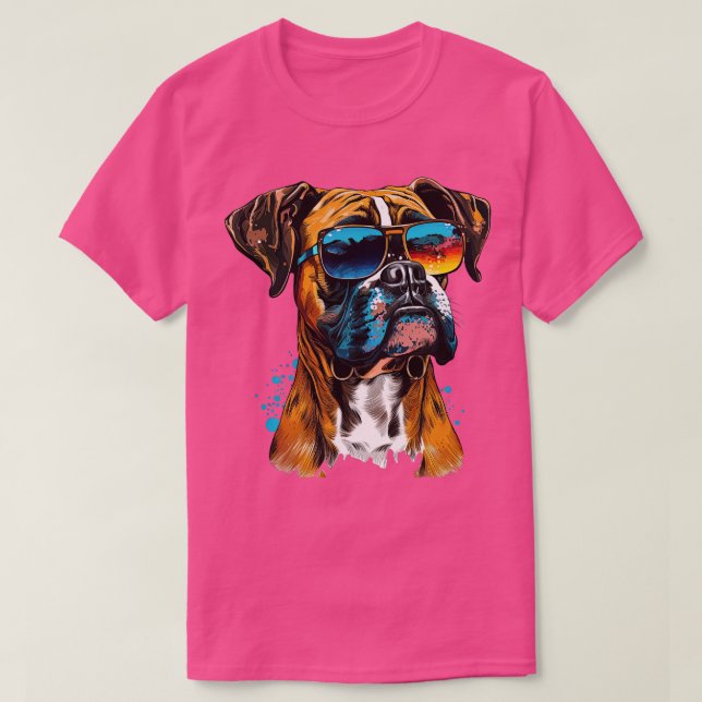 Boxer with Sunglasses 2 T-Shirt (Design Front)