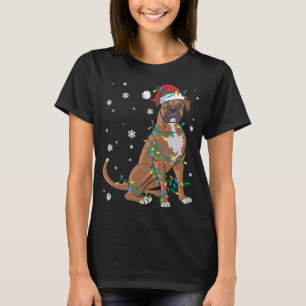 Boxer Wrapped In Christmas Lights Dog T-Shirt