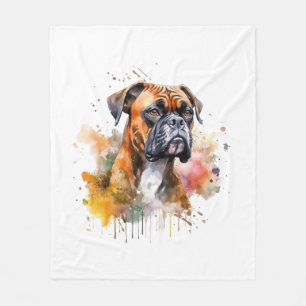 BoxerLove Watercolor Artwork - Loyal Canine Breed Fleece Blanket