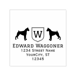 Boxers Dogs Initial Monogram Name Address Self-inking Stamp