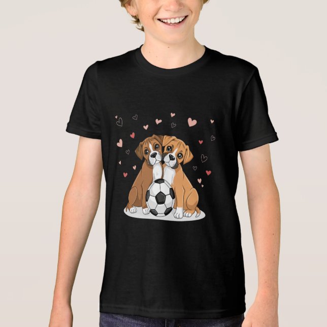 Boxers with soccer ball for Valentine's Day Tri-Blend Shirt (Front)