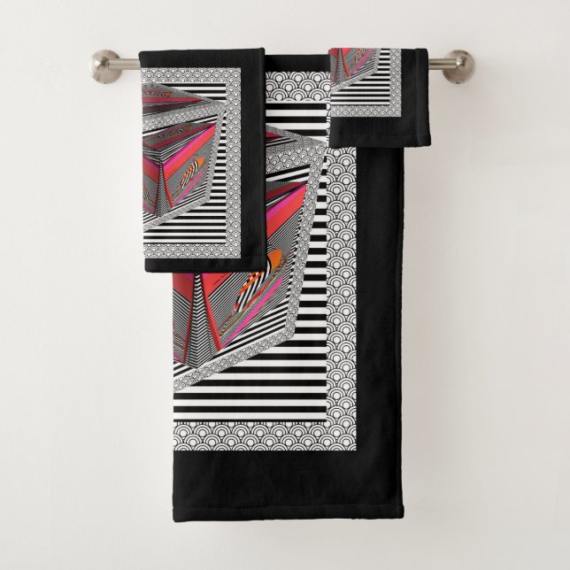 Boxes 3 Piece Ensemble Bath Towel Set (Insitu)