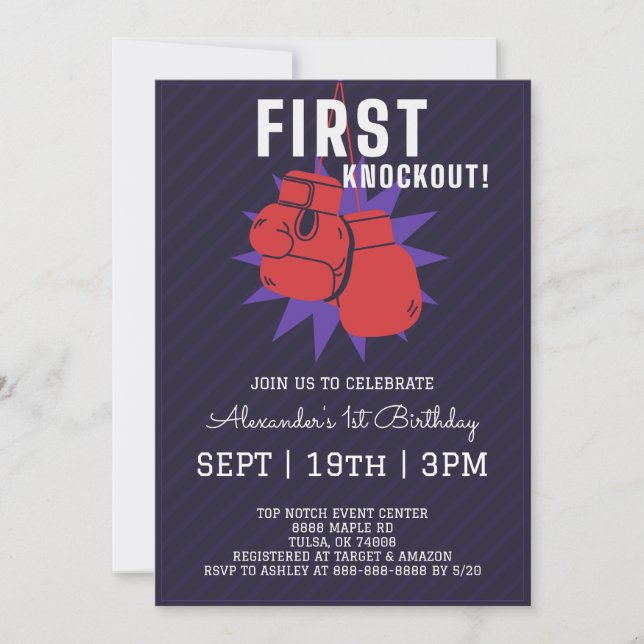 Boxing 1st Birthday Party Invitation (Front)