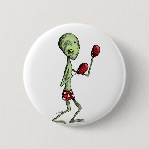 Boxing Alien 6 Cm Round Badge
