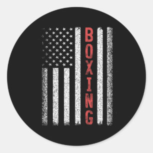 Boxing American Flag 4th Of July Cool Boxer Novelt Classic Round Sticker