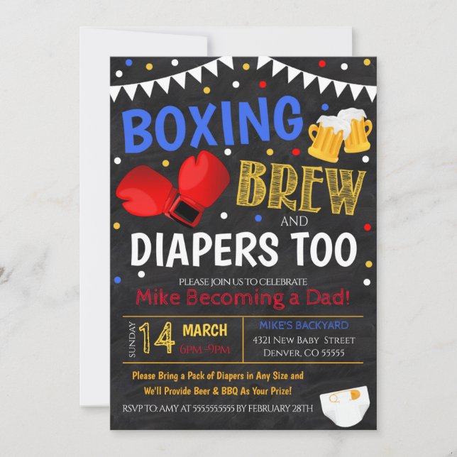 Boxing and Beer Baby Shower Invitation (Front)