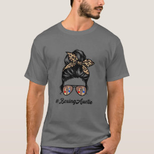 Boxing Auntie Messy Hair Bun Leopard Women Mother' T-Shirt