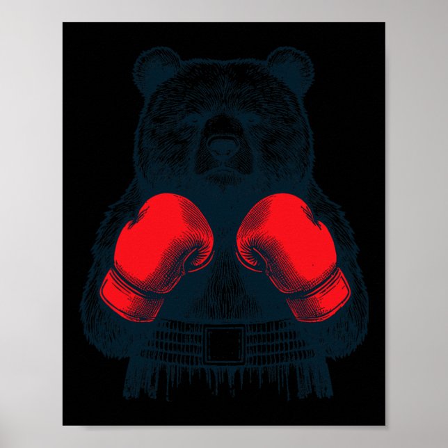 Boxing Bear Fighting Boxer Boxing Lover Gloves Wil Poster (Front)