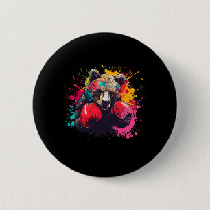 Boxing Bear Lover Boxing Gloves Kickboxing Funny B 6 Cm Round Badge
