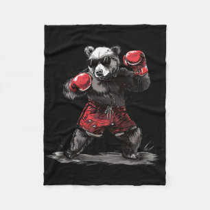 Boxing Bear Lover Boxing Gloves Kickboxing Funny B Fleece Blanket