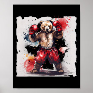 Boxing Bear Lover Boxing Gloves Kickboxing Funny B Poster