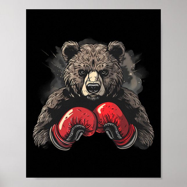 Boxing Bear Lover Boxing Gloves Kickboxing Funny B Poster (Front)