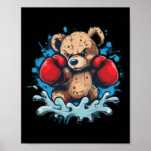Boxing Bear Lover Boxing Gloves Kickboxing Funny B Poster