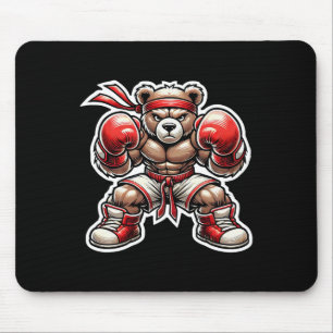 Boxing Bear Martial Arts Street Grizzly Muay Thai Mouse Pad