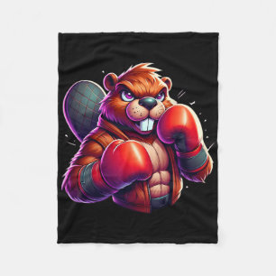 Boxing Beaver Boxer Kickboxer Mma Fighter Martial Fleece Blanket