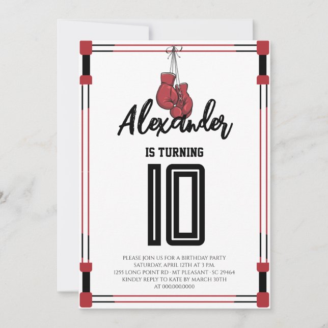 Boxing Birthday Party Invitation (Front)