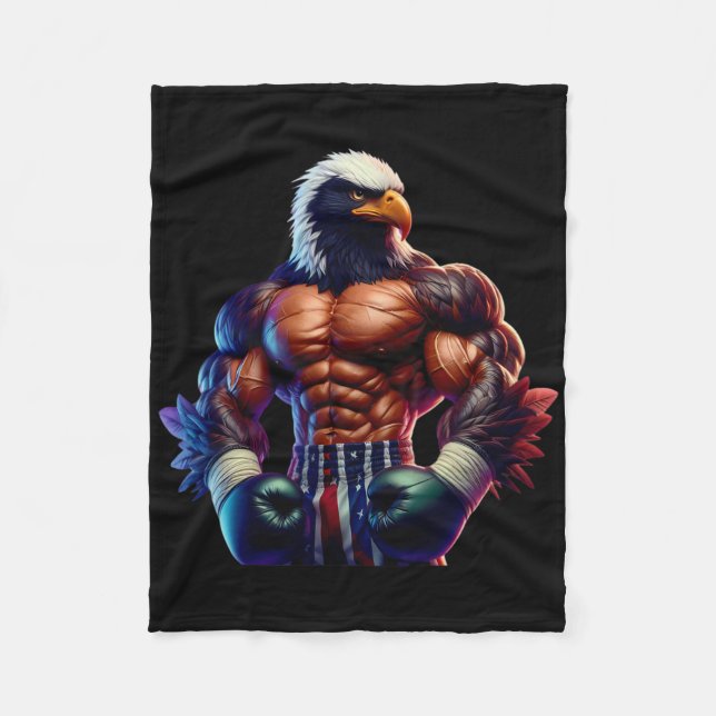 Boxing Blackhawk Boxer Kickboxer Mma Fighter Comba Fleece Blanket (Front)