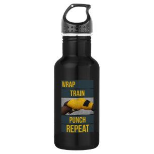 Boxing Boxer Training Quote Wrap Train Repeat 532 Ml Water Bottle