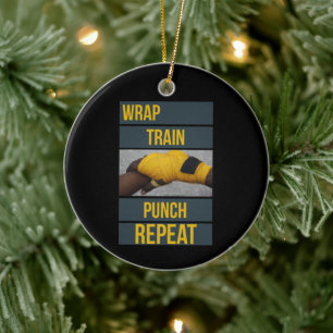 Boxing Boxer Training Quote Wrap Train Repeat Ceramic Tree Decoration
