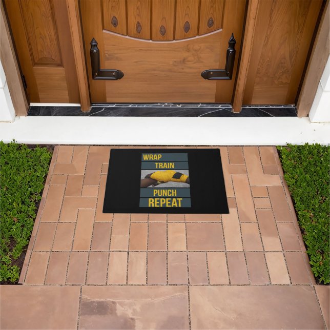 Boxing Boxer Training Quote Wrap Train Repeat Doormat (Outdoor)