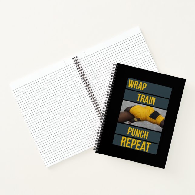 Boxing Boxer Training Quote Wrap Train Repeat Notebook (Inside)