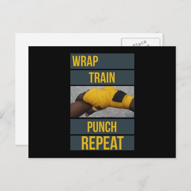 Boxing Boxer Training Quote Wrap Train Repeat Postcard (Front/Back)