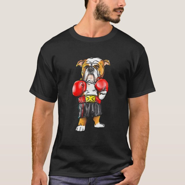   Boxing Bulldog White T-Shirt (Front)