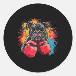 Boxing Bulldog With Boxing Gloves Kickboxing Funny Classic Round Sticker