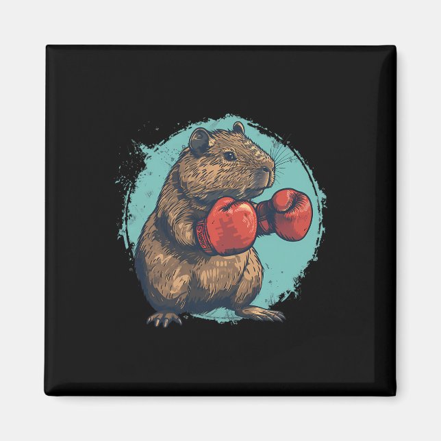 Boxing Capybyra Lover Boxing Gloves Kickboxing Fun Magnet (Front)