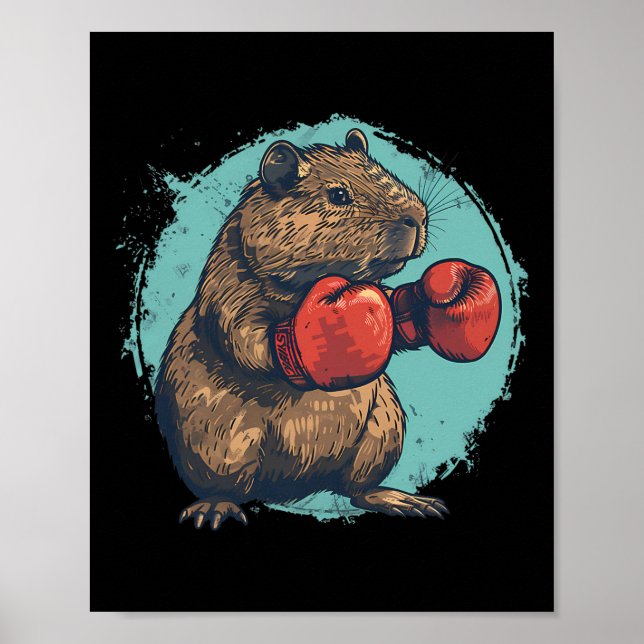 Boxing Capybyra Lover Boxing Gloves Kickboxing Fun Poster (Front)