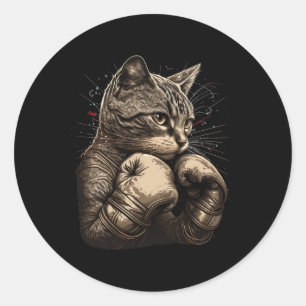 Boxing Cat Boxer Funny Cat Graphic For Men Women G Classic Round Sticker