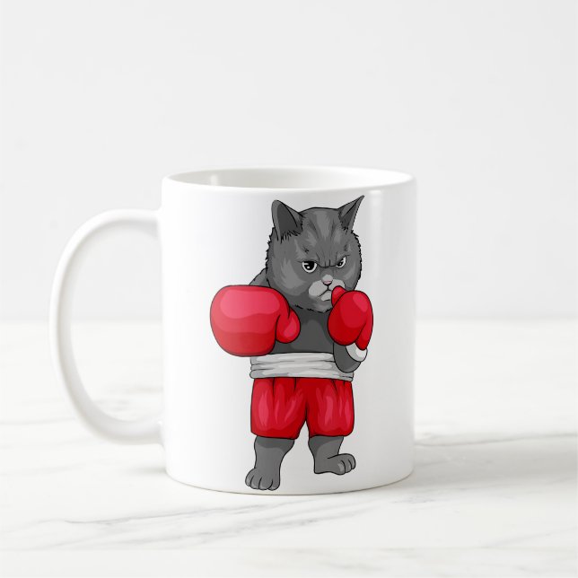 Boxing Cat For A Boxer And Cat Lover Coffee Mug (Left)