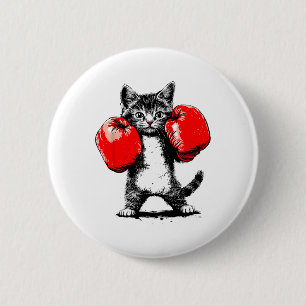 Boxing Cat Sport Gloves Cool Cute Funny Men Women 6 Cm Round Badge