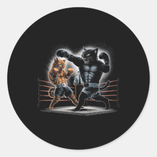 Boxing Cats Kitty Boxing Lovers Graphic Design  Classic Round Sticker