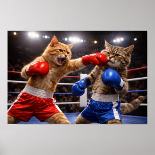 Boxing Cats Poster