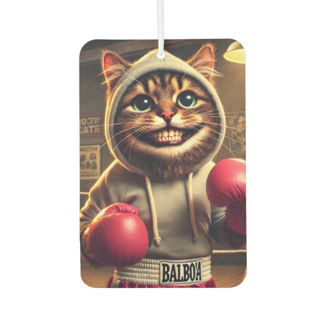 "Boxing Champ? - Cat with boxing cloves Car Air Freshener (Front)