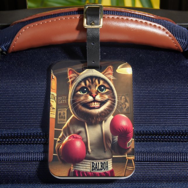 "Boxing Champ? - Cat with boxing cloves Luggage Tag (Front Insitu 2)