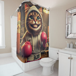 "Boxing Champ? - Cat with boxing cloves Shower Curtain