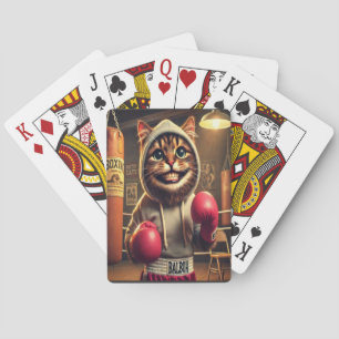 Boxing Champ? - Cat with boxing gloves Playing Cards