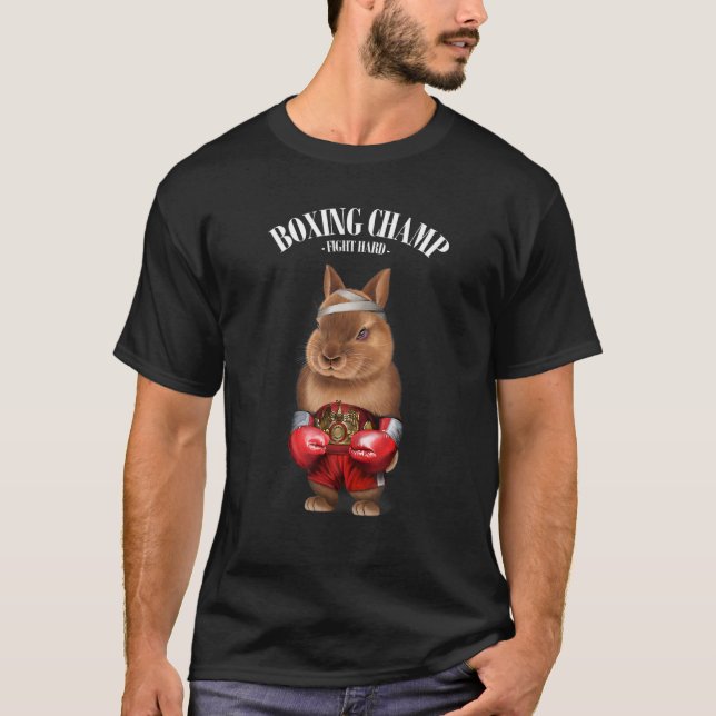 Boxing Champion Dwarf Rabbit Fighter T-Shirt (Front)