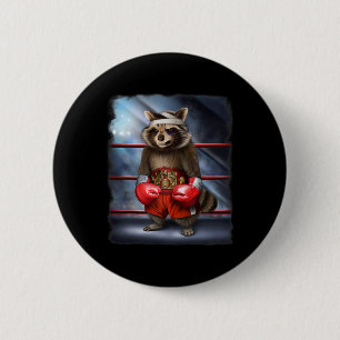 Boxing Champion Raccoon Fighter 6 Cm Round Badge