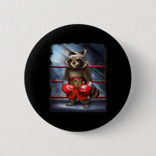 Boxing Champion Racoon Fighter  6 Cm Round Badge